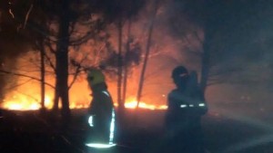 Bomberos Voluntarios de Tunuyán trabajando