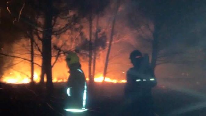 Bomberos Voluntarios de Tunuyán trabajando