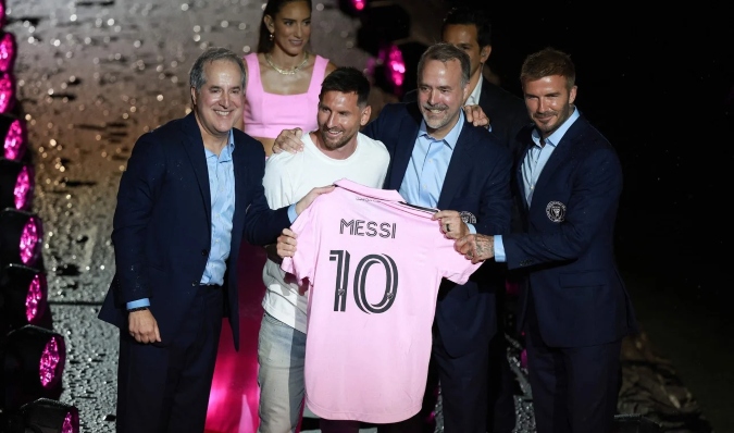 Lionel Messi y la presentación en el Inter Miami (AFP).