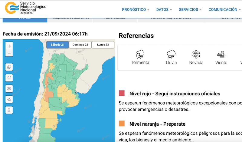 Alerta Naranja sobre Valle de Uco.